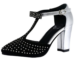 Passionow New Style Ponit-toe CZ Diamond Pump Black And Purple Rough heels