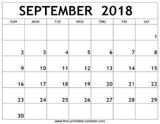 Free Printable Calendar September 2018