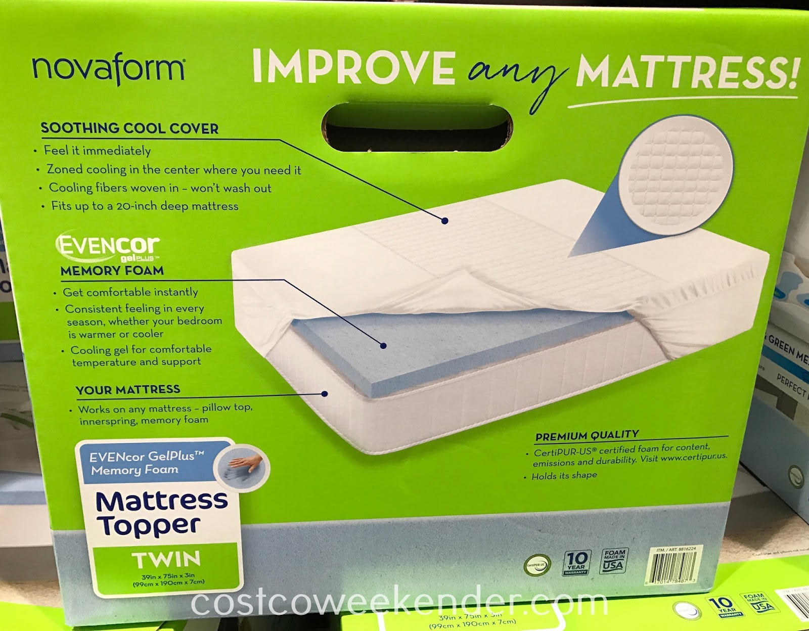 Evencor Gel Plus Memory Foam Mattress Topper Twin Costco Weekender