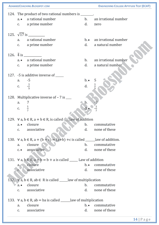 number-system-ecat-mathematics-mcqs-for-entry-test