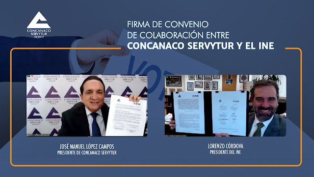 Firma Concanaco Servytur convenio con el INE para promover la participación ciudadana en las elecciones de este año.