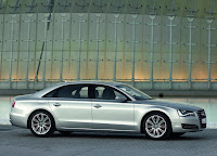 Silver Audi A8 L side view