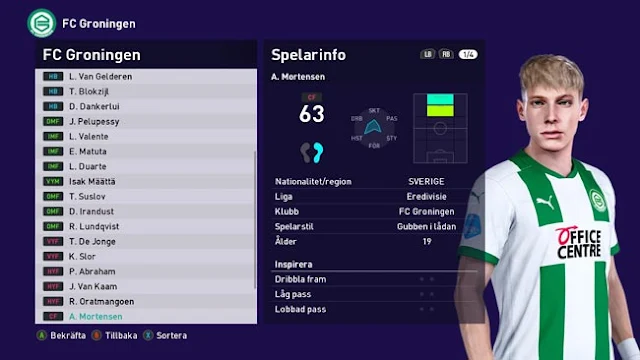 Alex Mortensen Face For eFootball PES 2021