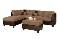 Bobkona 3-Piece Hungtinton Sectional Sofa Set with Ottoman Reversible in Saddle Color