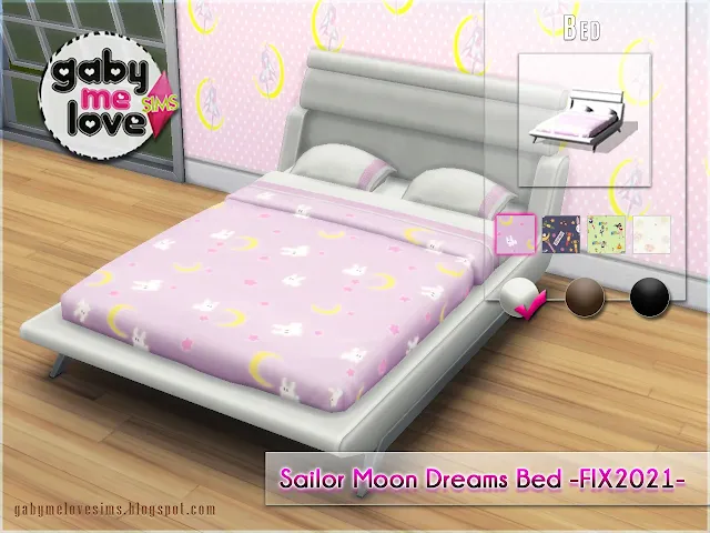Download / Descargar Sims 4 CC | Furnishing: Sailor Moon Dreams Bed ─ Fix 2021 ─