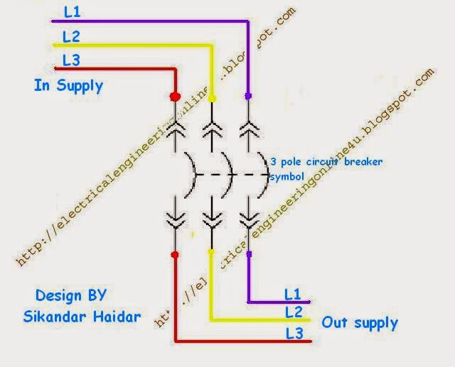 how to wire 3 pole circuit breaker  electricalonline4u