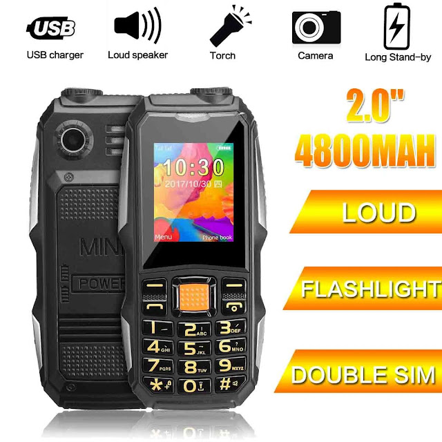 HAIYU 2.0 Inch 4800mAh Big Speaker With flashlight FM Camera Dual Sim Card Dual Standby Long Standby Time Rugged Phone