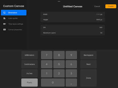 membuat ukuran kanvas custom di procreate