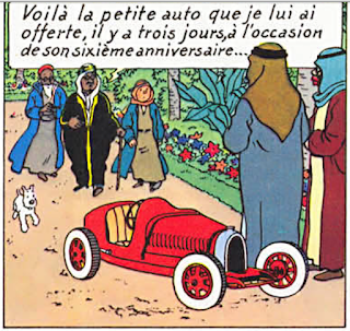 Jouets Euréka  - Douville sur Andelle - La voiture du jeune et pourri gâté Abdallah dans Tintin au pays de l’or noir