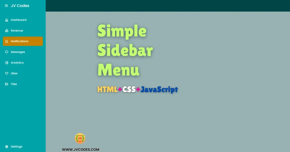 Simple Sidebar Menu in HTML, CSS and JavaScript