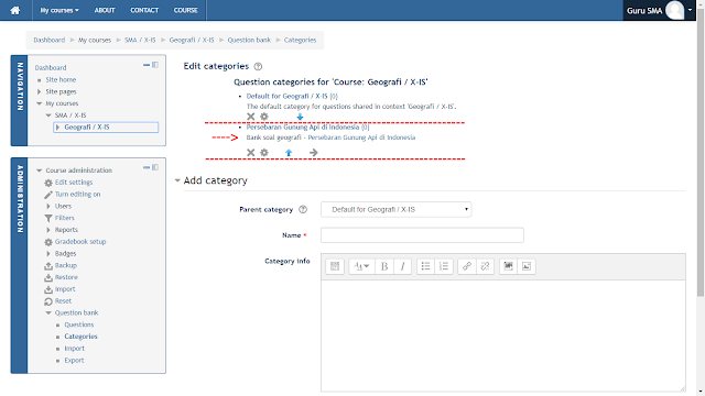 Membuat Kategori Bank Soal di Moodle