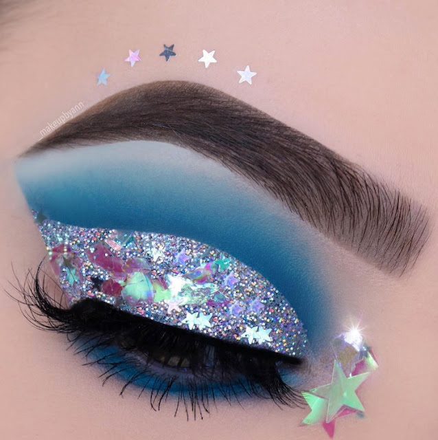 @_makeupbyann  is wearing @GlitterLambs Ice Cream Castle Fairy House Chunky Body Glitter and Silver Holographic Star body glitter