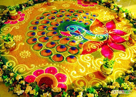 Rangoli Designs and Patterns with Lamps for Diwali 6