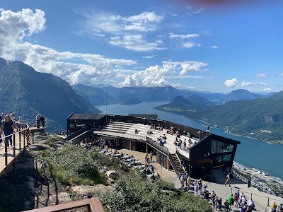 view from the top of Nesaksla mountain in Åndalsnes, Norway