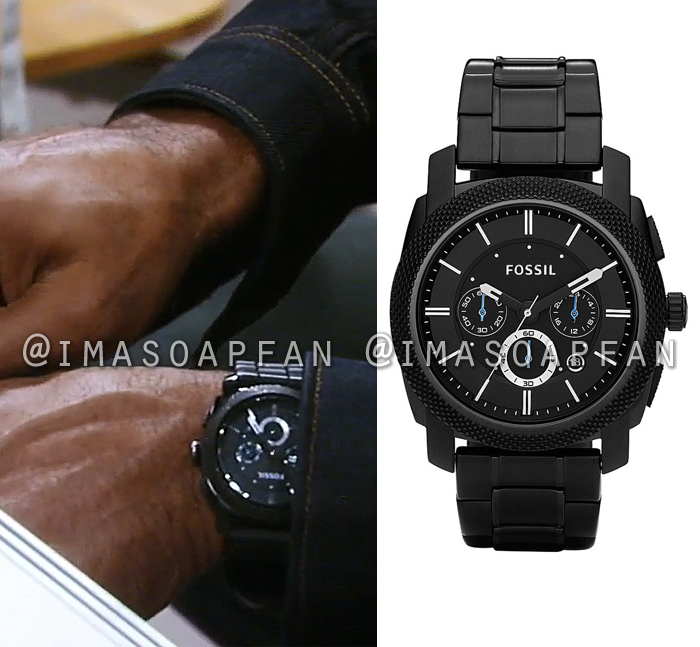 Curtis Ashford, Donnell Turner, Black Stainless Steel Watch, General Hospital, GH