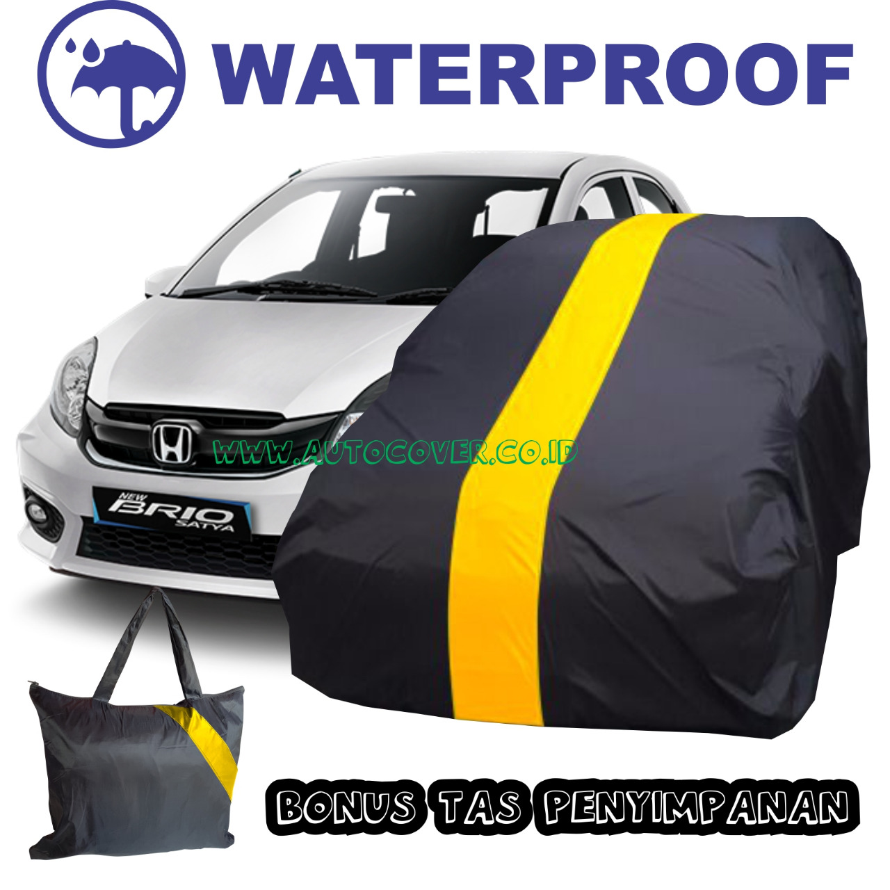 Cover Mobil Brio Corak Kuning TOKO COVER SARUNG MOBIL 