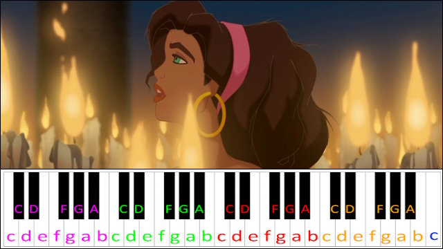 God Help The Outcasts by Bette Midler (The Hunchback Of Notre Dame) Piano / Keyboard Easy Letter Notes for Beginners