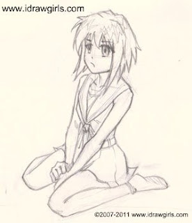 learn to draw Anime girl sitting