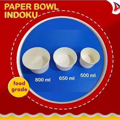 Paper Bowl INDOKU Ukuran 360, 500, 650, 800ML (GROSIR)