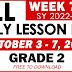 GRADE 2 DAILY LESSON LOG (Quarter 1: WEEK 7) OCT. 3-7, 2022 Free Download