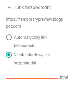 Link bezpośredni w edycji postu - niestandardowy URL