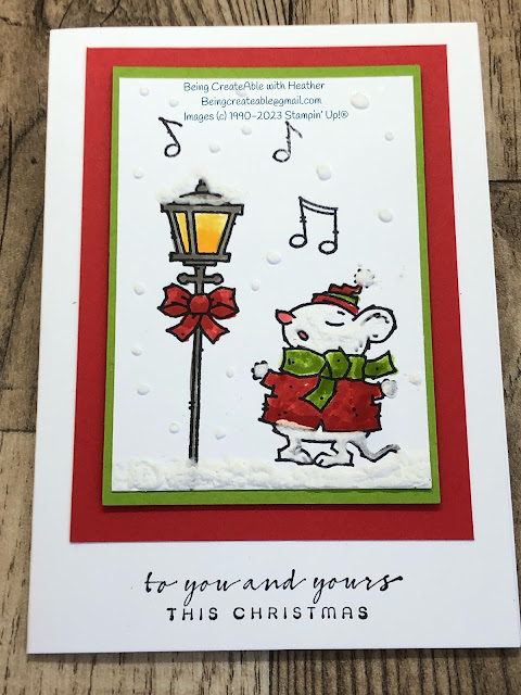 Snowfall accents puff paint, Caroling Mice, Stampin' Up!