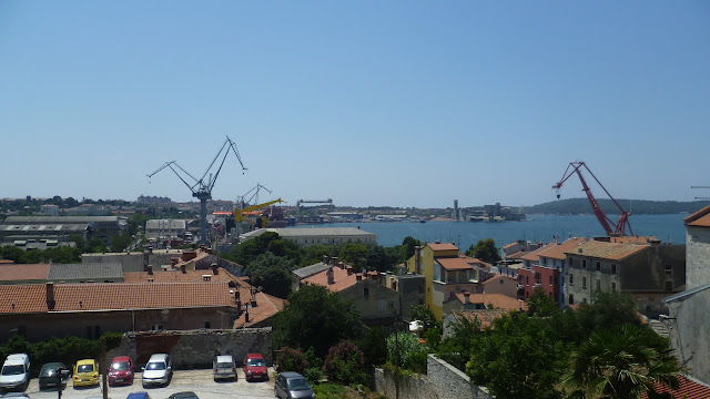 View across to shipyards in the centre of Pula