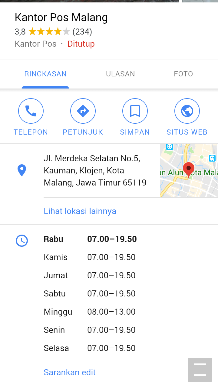 jam kerja kantor pos indonesia