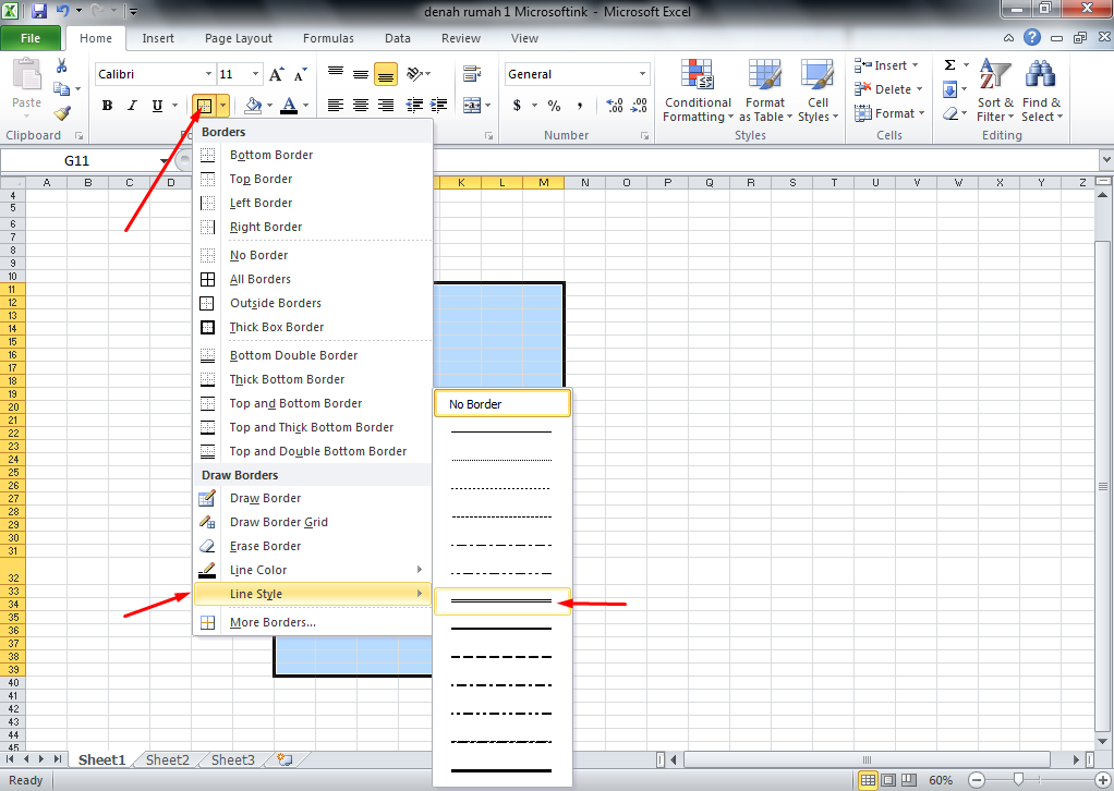  Membuat  Denah  Rumah  dengan  Microsoft  Excel  Microsoftink