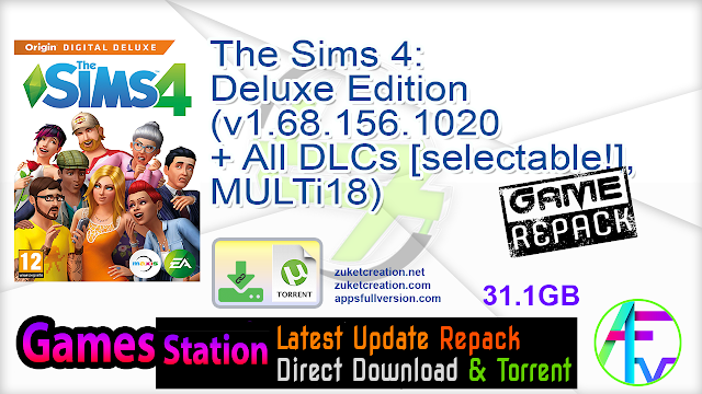 The Sims 4 Deluxe Edition V1 68 156 1020 All Dlcs Selectable Multi18 Free Download