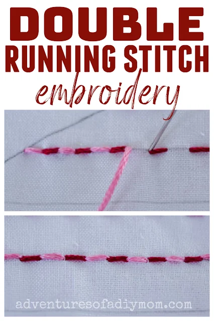 collage depicting double running stitch for embroidery