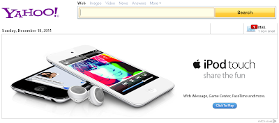 Apple iPod Touch Advertisement on Yahoo!