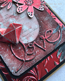 Tim Holtz Faceted Heart Die, Large Funky Florals and Metallic Kraft Stock