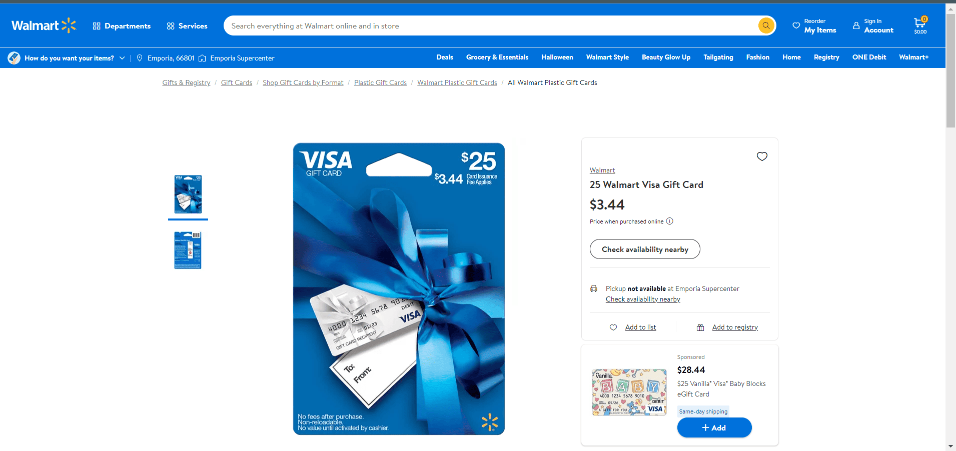 Buy walmart visa gift card with Walmart gift card