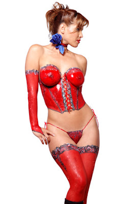 Art Body Painting Red Lingerie Sexy and Hot