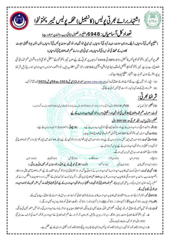 kpk Police jobs