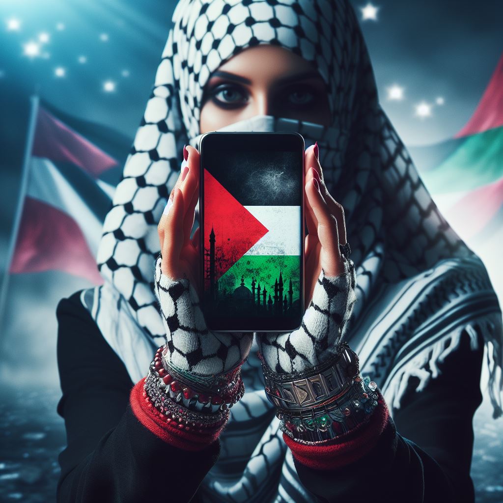 صورة روعة لفتاة مع العلم الفلسطيني