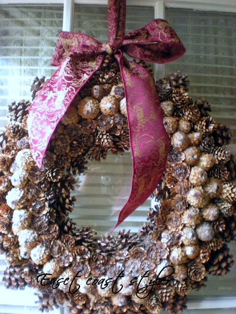 pinecone door wreath holiday DIY