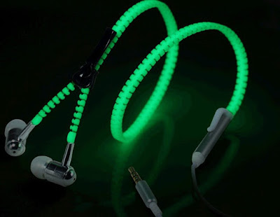 Glow In Dark Earphones With Microphone - Zipper 