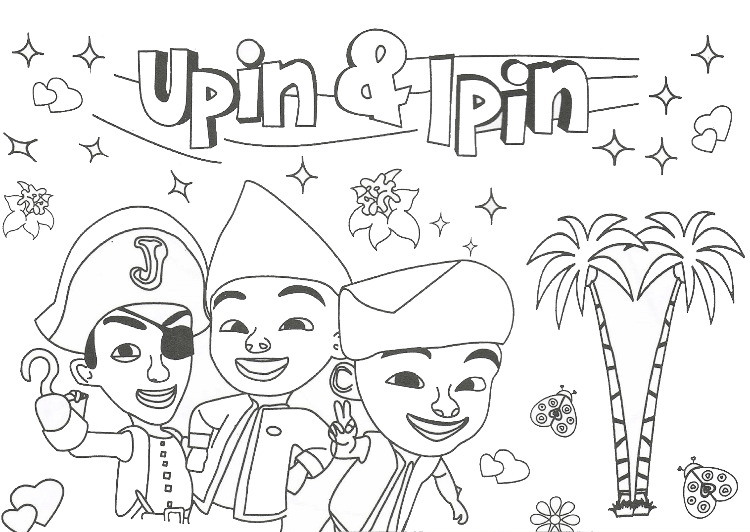 Gambar Mewarnai Upin Ipin Untuk Anak PAUD dan TK  Aneka 