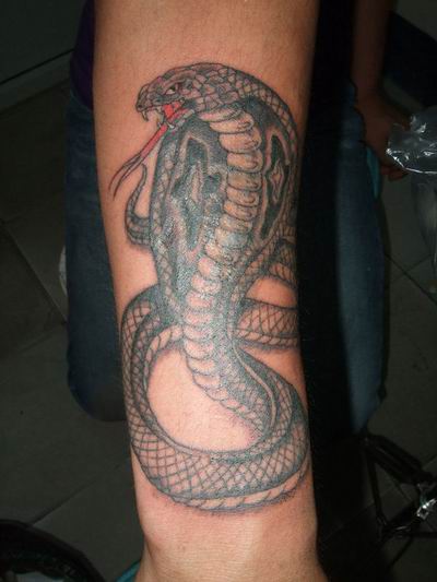 3D Snake Tattoo On Arm Design For Male