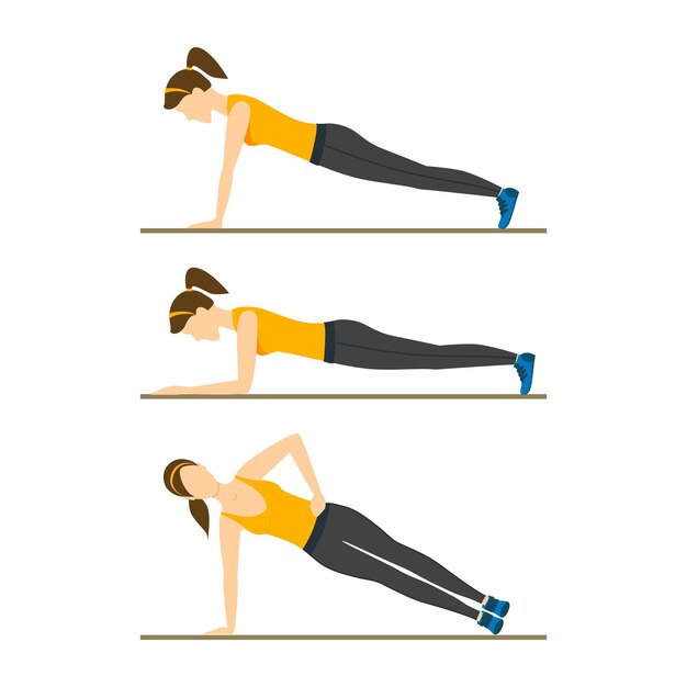 Woman making right plank position or posture.