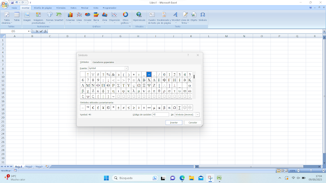 Símbolo en Excel