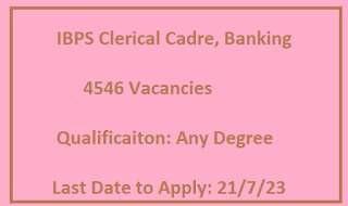 IBPS Clerks Apply Online - 4536 Vacancies