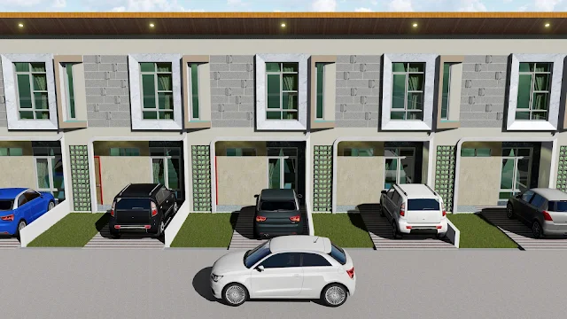 beda town house dan cluster