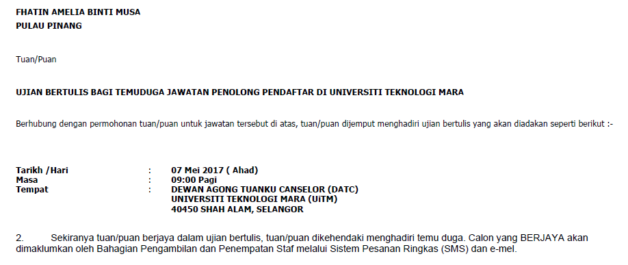 Soalan Ujian Bertulis Penolong Pendaftar N41 UiTM - Mellya 