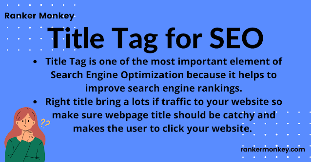 Title Tag Optimization in SEO, Title Tags, Title tag optimization meaning, title tag optimization definition, what is meta tag optimization, title optimization tool free, what is a bad strategy when creating quality title tags?, discuss importance of title tag for optimization of web page, write 10 attractive title tags for an online store, title tag modifiers, How do you optimize a title tag?, How do you write SEO optimized titles?, Ranker Monkey