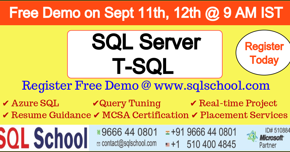 SQL SERVER TRAINING WITH PROJECT: SQL Server Developer Training Free