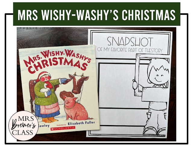 Mrs Wishy-Washy's Christmas book activities unit with literacy printables, reading companion activities, lesson ideas, and a craft for Kindergarten and First Grade