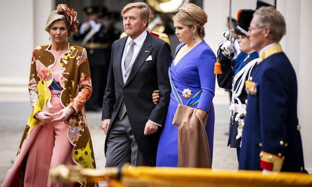 Queen Maxima wore a coat by Claes Iversen. Crown Princess Amalia, Princess Alexia and Princess Laurentien